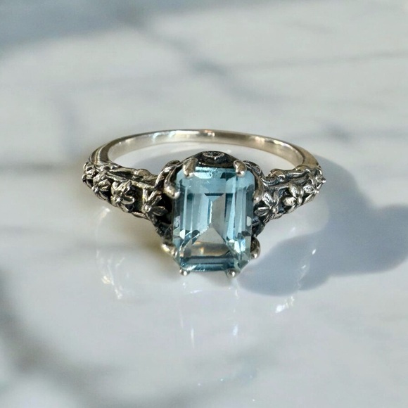 Sky Blue Topaz Sterling Silver Ring (9) - Picture 4 of 12